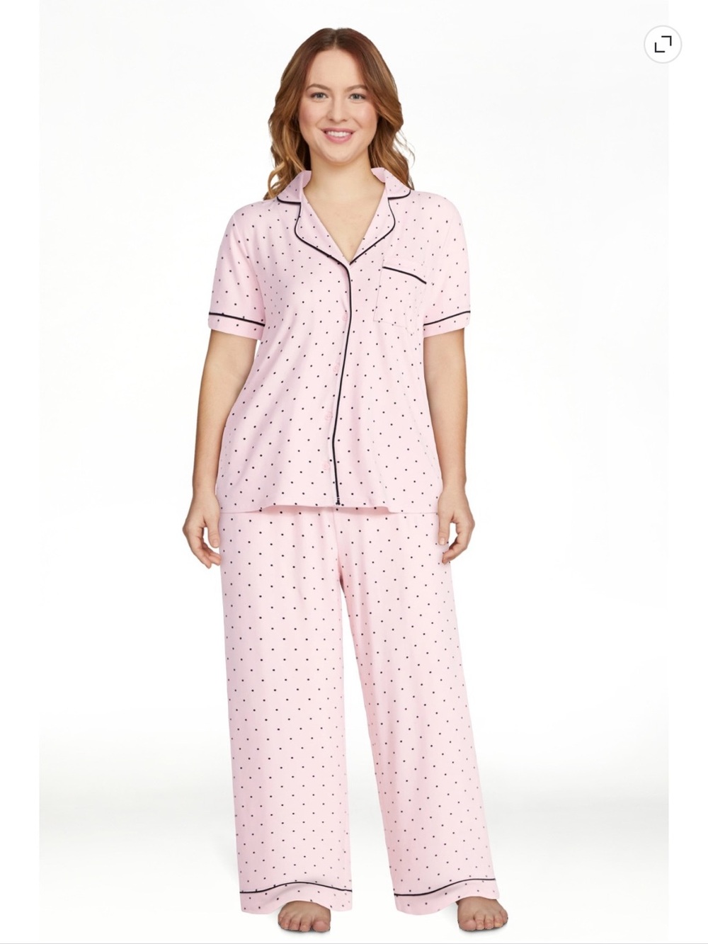 Women’s Joyspun Pink & Black Polka Dot 2Pc PJ Set. Super Soft W/Pockets Size 2X